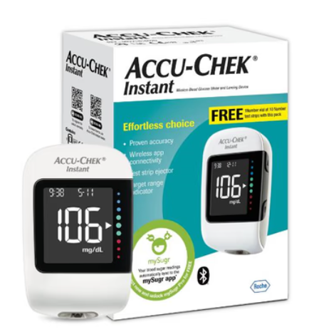 Accu-Chek Instant Glucometer with Free 10 Test Strips